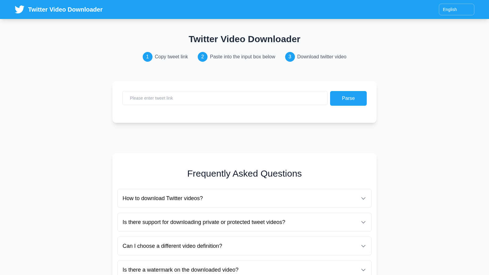 Twitter Video Downloader application interface and features