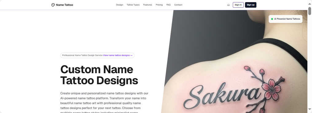 Name tattoo Designs application interface and features