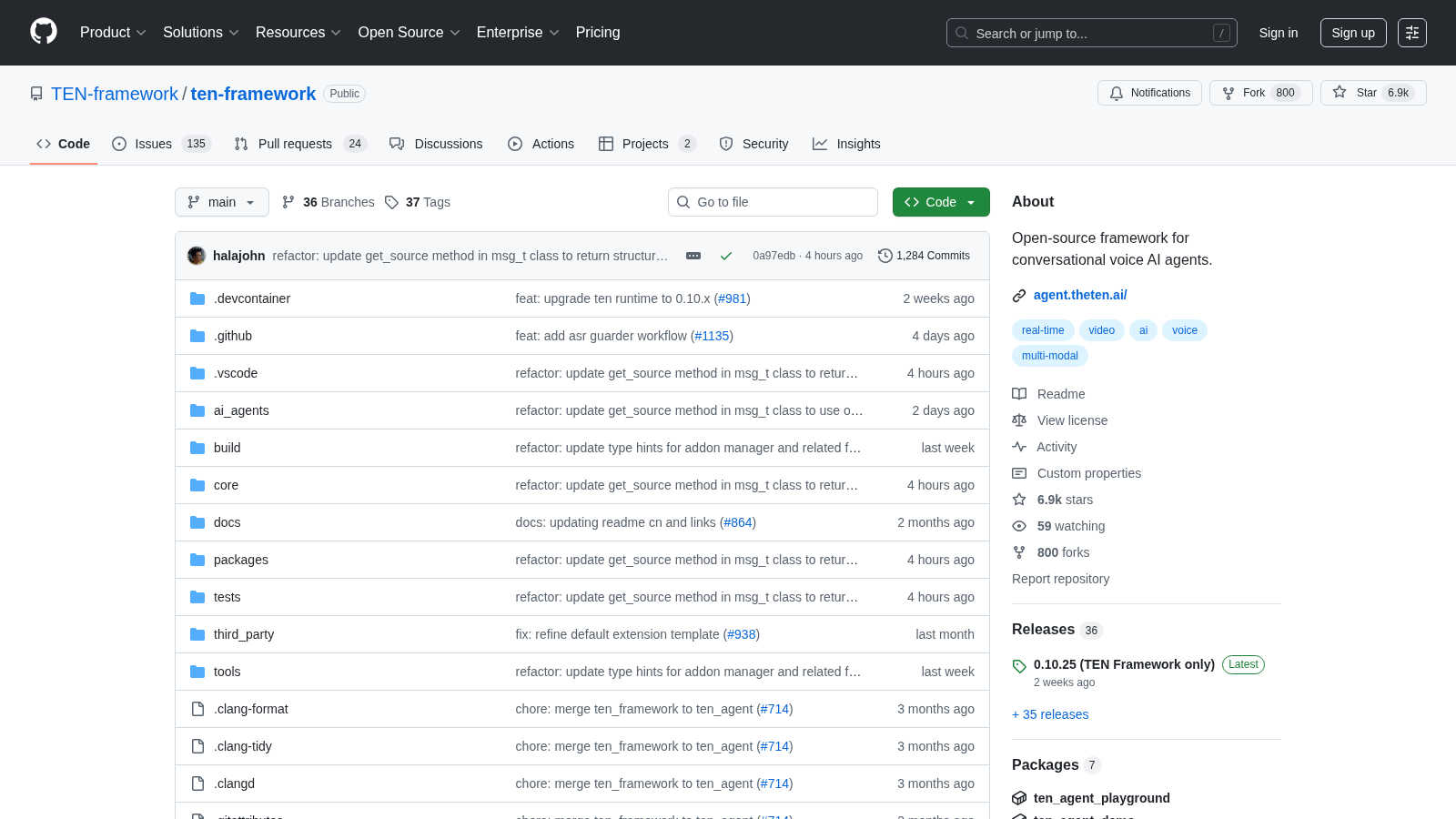 TEN Agent application interface and features