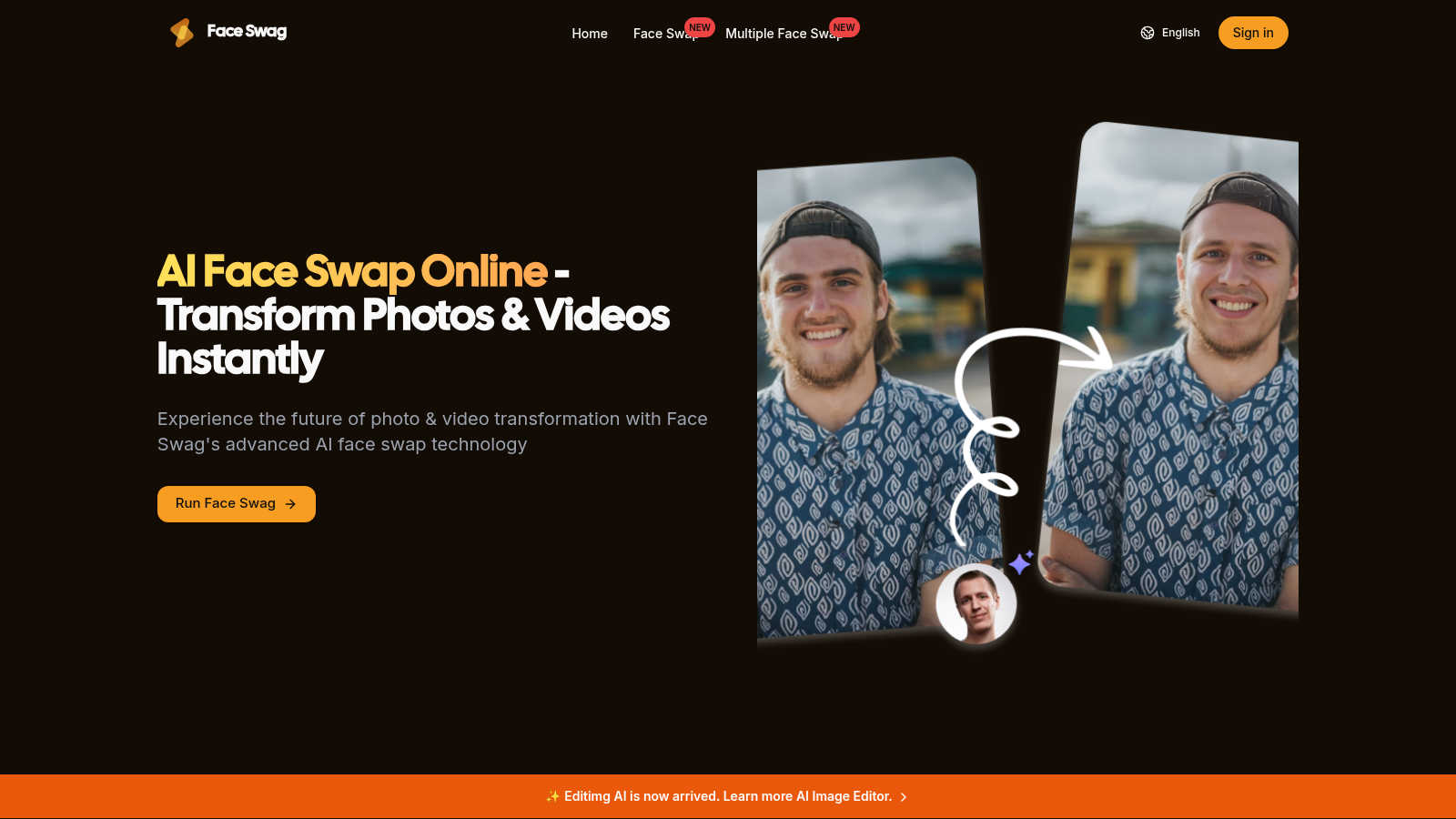 Face Swag application interface and features