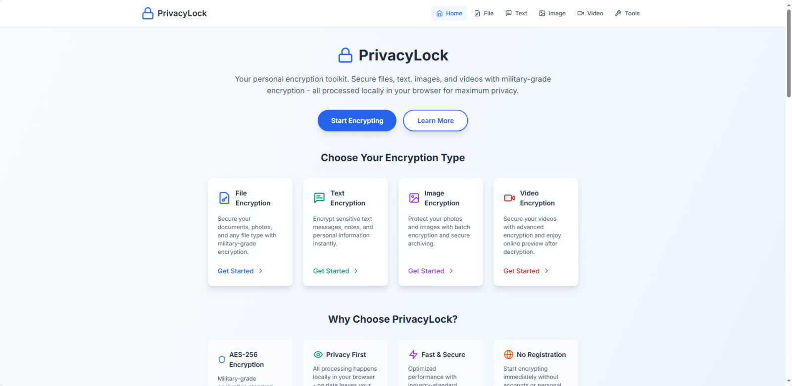 privlock application interface and features