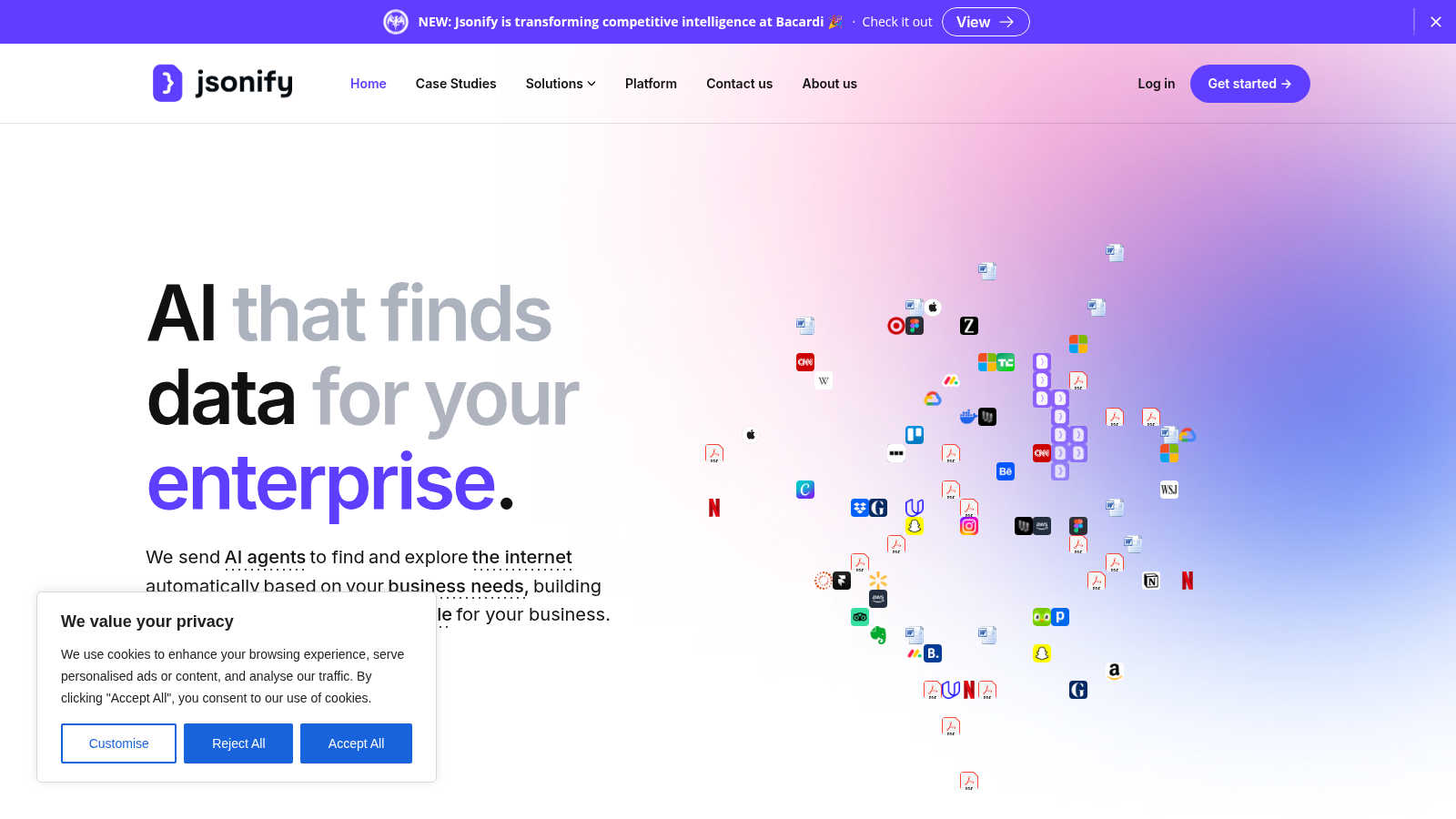 Jsonify application interface and features