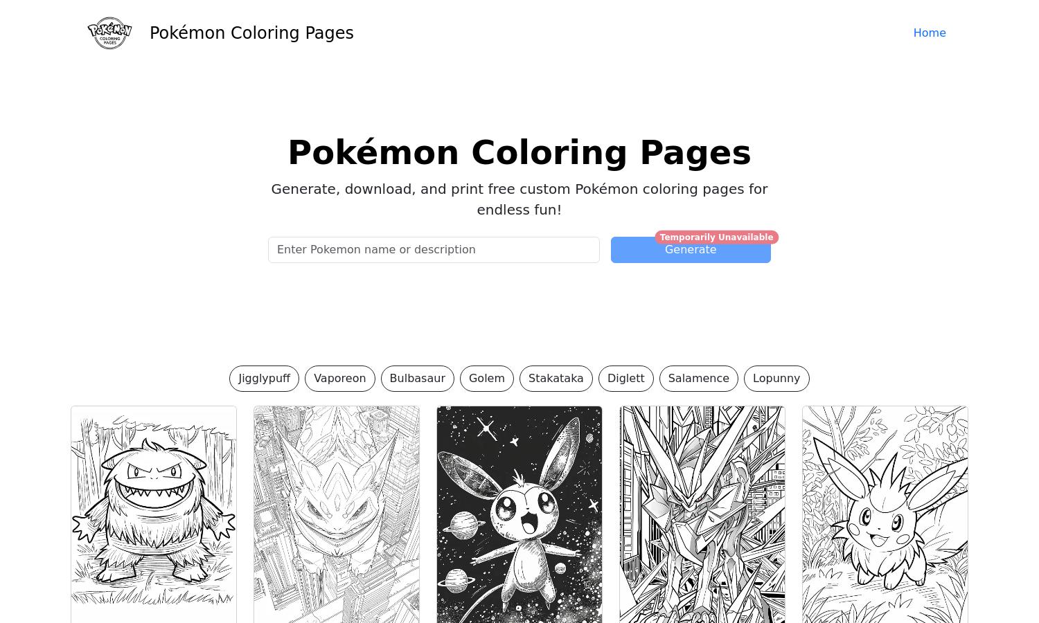 Pokémon Coloring Pages Website