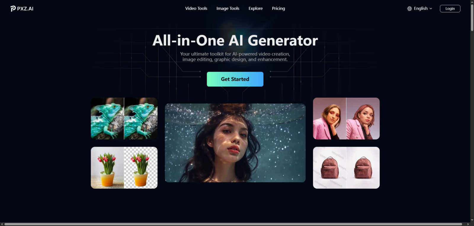 PXZ AI application interface and features