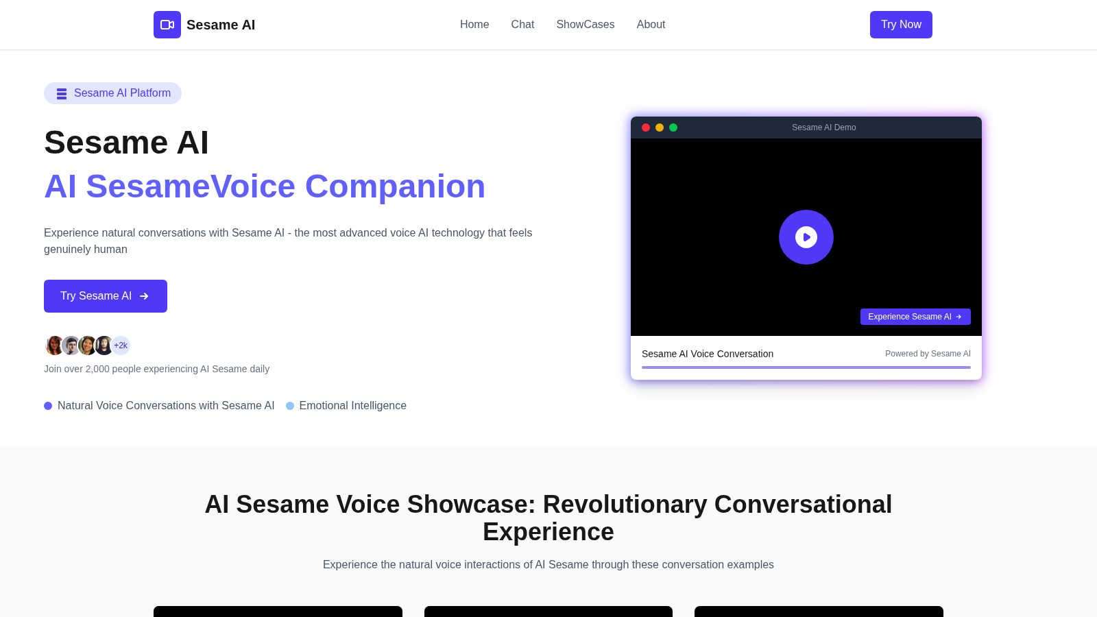 Sesame AI application interface and features