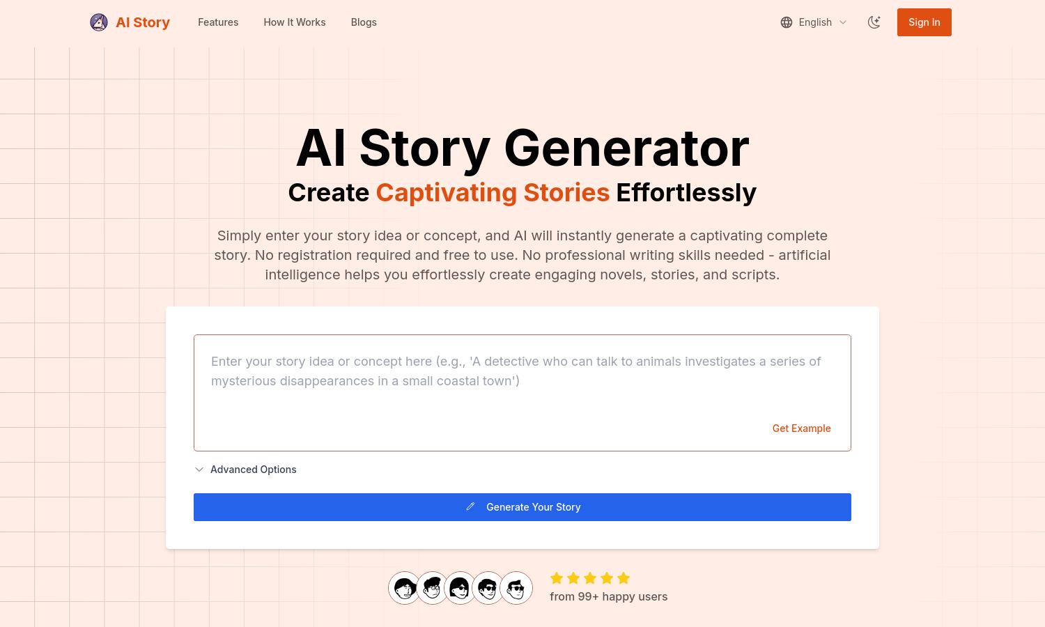 AI Story Generator Website