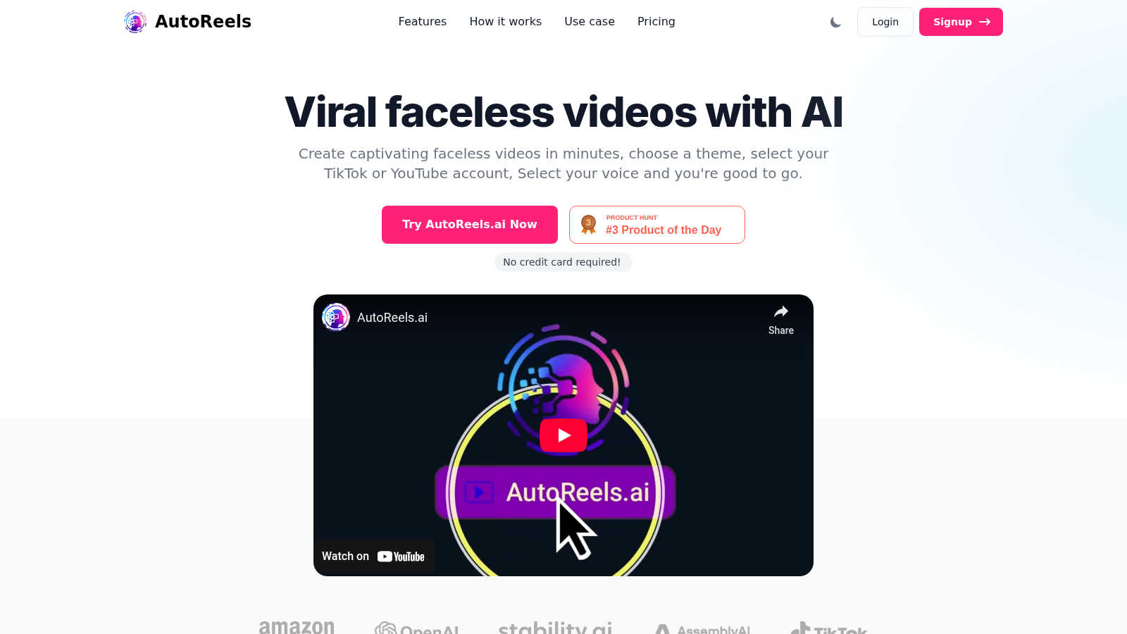 AutoReels application interface and features