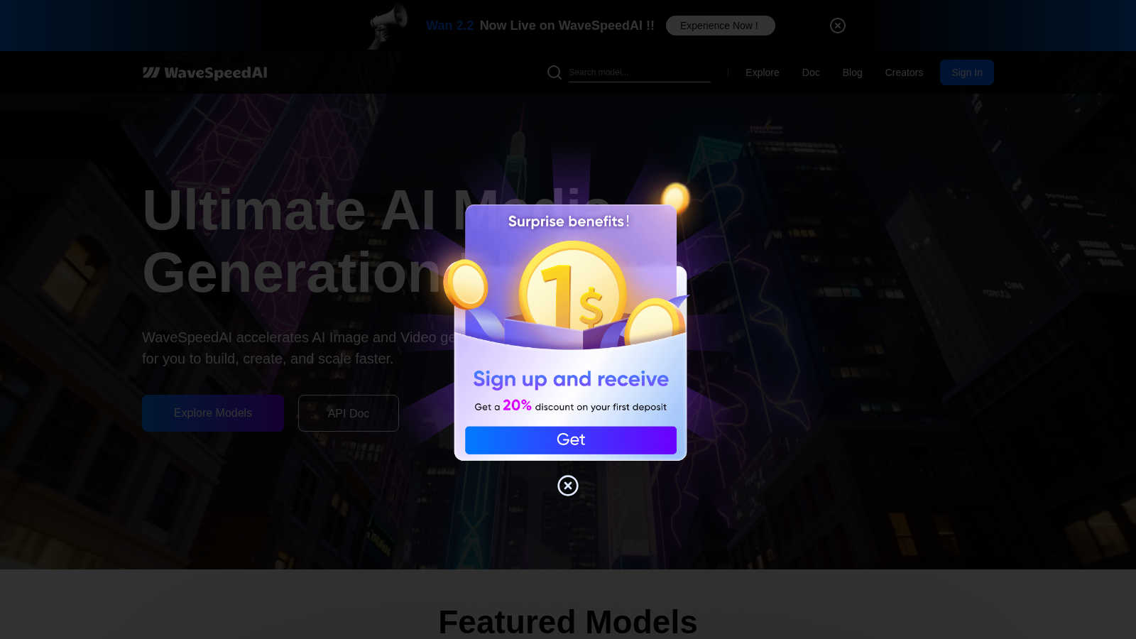 WaveSpeedAI application interface and features