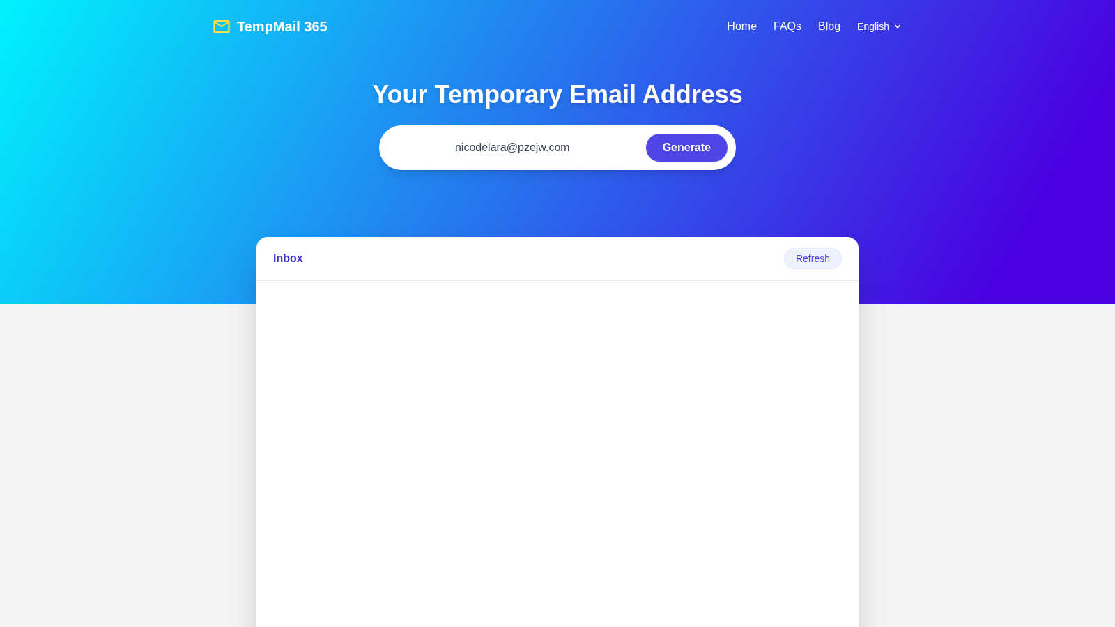 TempMail 365 application interface and features