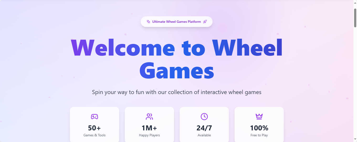 Great wheel Games application interface and features