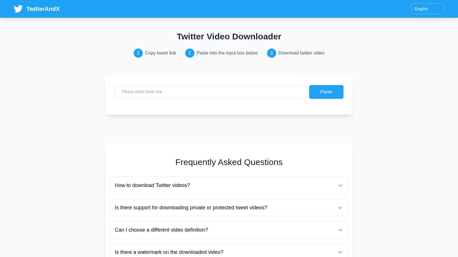 Twitter Video Downloader application interface and features