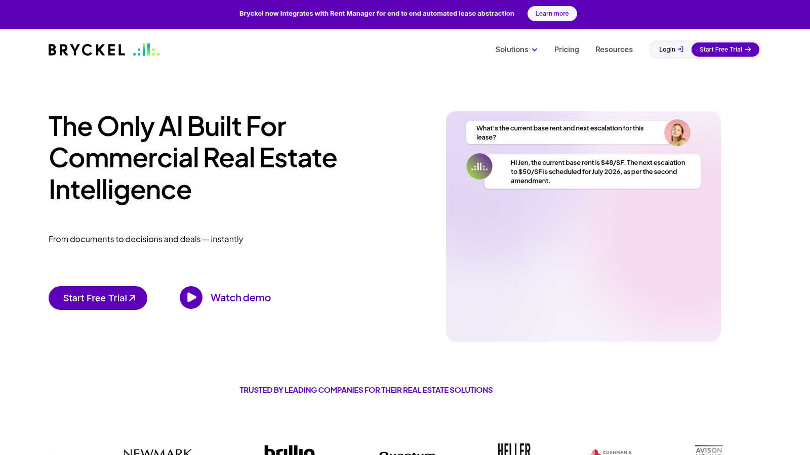 Bryckel application interface and features