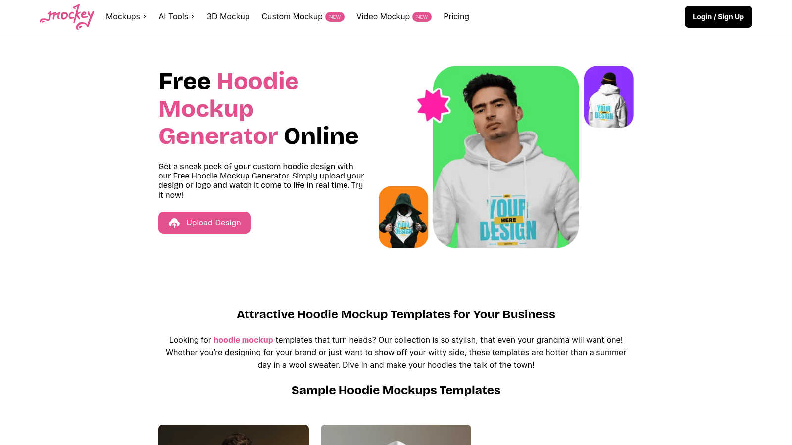 Mockey AI - Generate 500+ Hoodie Mockups application interface and features