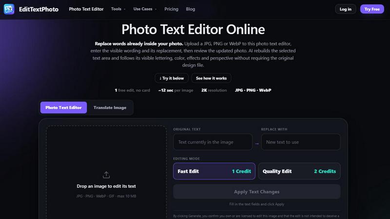 EditTextPhoto application interface and features