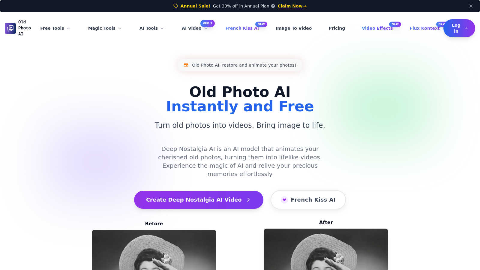 Deep Nostalgia AI application interface and features