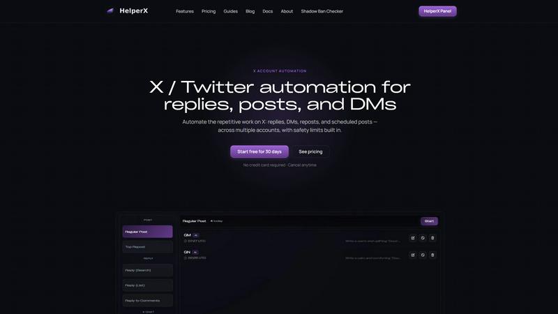 HelperX application interface and features