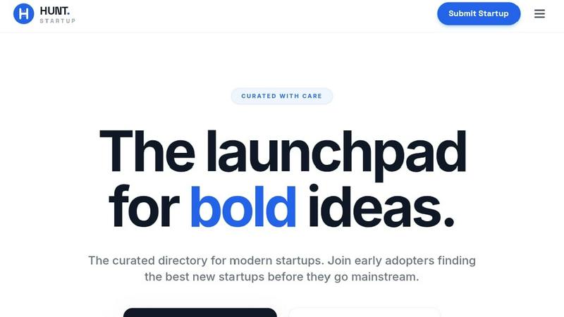 Hunt Startup application interface and features