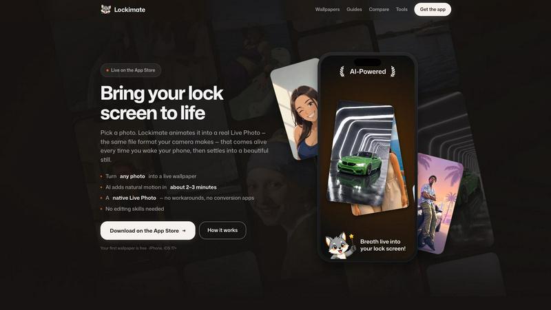 Lockimate - AI Live Wallpapers application interface and features