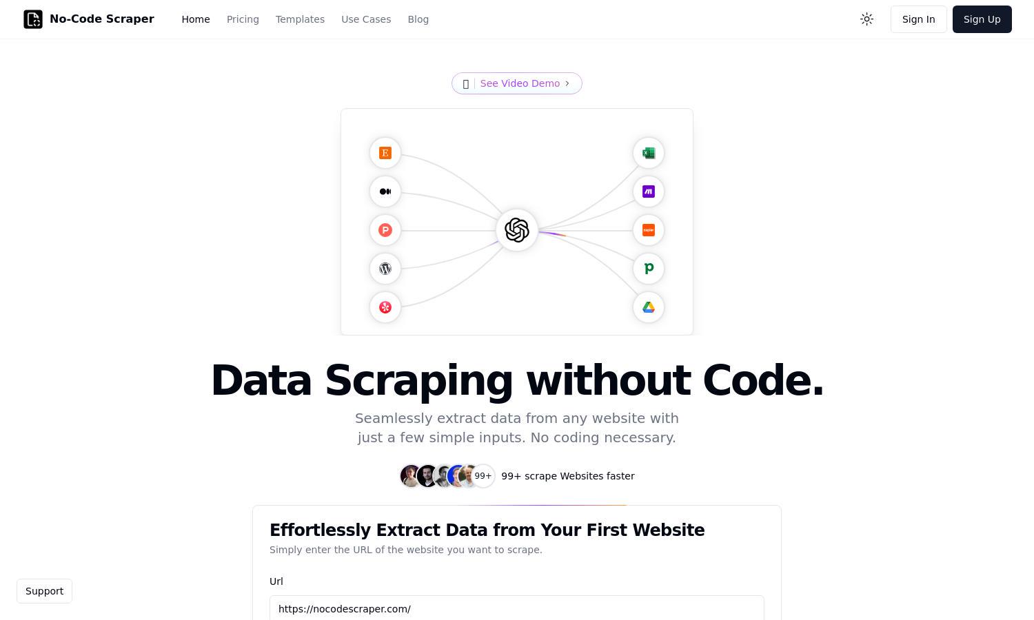 No-Code Scraper Website