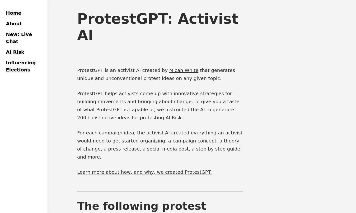 ProtestGPT Website