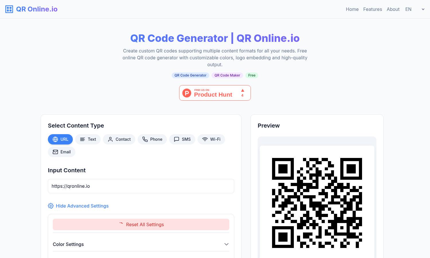 QR Online.io Website