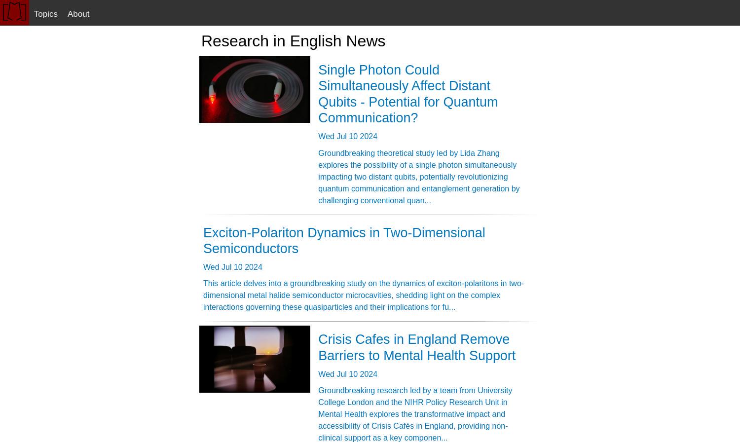 Research in English News Website