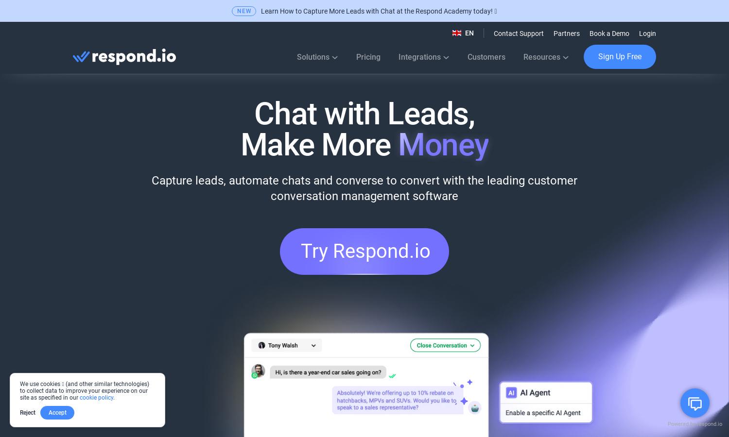 Respond.io Website